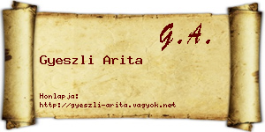 Gyeszli Arita névjegykártya